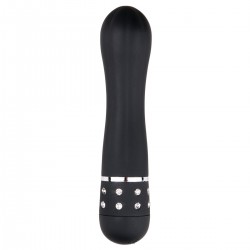 Черный мини-вибратор Diamond Vibrator со стразами - 11,4 см.