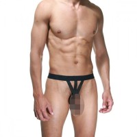 Мужские откровенные трусы из черных ремешков La Blinque
