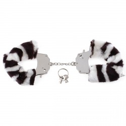 Металлические наручники Furry Love Cuffs с мехом - зебра