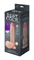 Телесный вибромассажёр-реалистик Best Cock 6 - 19 см.