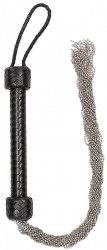 Черная многохвостая металлическая плеть Silver Ball Chain Flogger - 76 см.