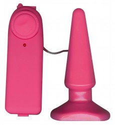 Розовая анальная пробка с вибрацией Funky Vibrating - 10,5 см.