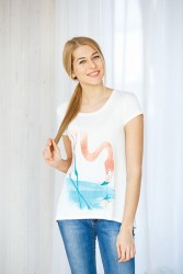 Женская футболка с коротким рукавом и принтом-фламинго Trikozza