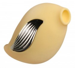 Желтый клиторальный вибростимулятор в форме птички