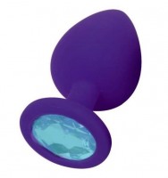 Фиолетовая силиконовая пробка с голубым кристаллом - 7,3 см.