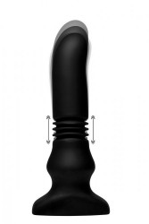 Черный фрикционный вибратор Silicone Vibrating  Thrusting Plug with Remote Control - 17,1 см.