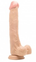 Телесный фаллоимитатор Realistic Cock 10 With Scrotum - 27 см.