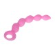 Розовая анальная цепочка с ручкой-кольцом - 21,8 см.