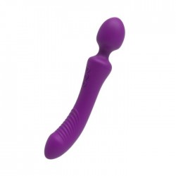 Фиолетовый двусторонний вибратор - 23,5 см.
