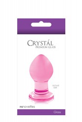 Малая розовая стеклянная анальная пробка Crystal Plug - 6,2 см.