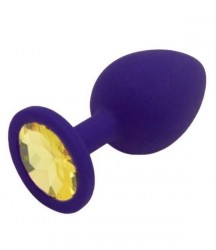 Фиолетовая силиконовая пробка с желтым кристаллом - 7,3 см.