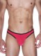 Красные мужские трусы-бразилиана с черной рюшевой отделкой La Blinque