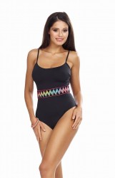 Слитный купальник с эластичной цветной резинкой на талии Lorin