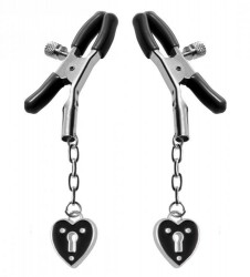 Зажимы на соски с подвесками-замками Charmed Heart Padlock Nipple Clamps