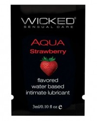 Лубрикант с ароматом клубники Wicked Aqua Strawberry - 3 мл.