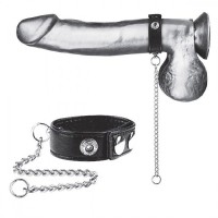 Утяжка на пенис с поводком Snap Cock Ring With 12 Leash