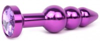 Удлиненная фиолетовая анальная втулка с фиолетовым кристаллом - 11,3 см.