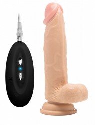 Телесный вибратор-реалистик Vibrating Realistic Cock 8 With Scrotum - 20 см.