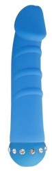 Голубой вибратор Sparkle Succubi Vibrating Dong - 14,5 см.