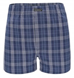Синие хлопковые трусы-боксеры в клеточку plus size Gentlemen