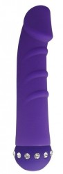 Фиолетовый вибратор Sparkle Succubi Vibrating Dong - 14,5 см.