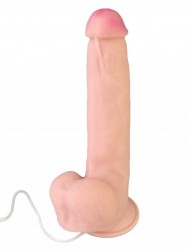 Телесный реалистичный вибромассажер №58 с выносным пультом - 22 см.
