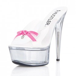 Прозрачные сабо с розовым бантиком Pink Bow Hustler Shoes