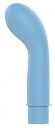 Голубой вибромассажер с изогнутой головкой - 11,3 см.