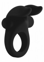 Черное эрекционное виброкольцо Bunny Silicone Cockring With Stimulating Ears