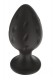 Черная средняя силиконовая анальная пробка с рельефом в виде углублений