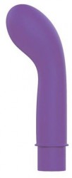 Фиолетовый вибромассажер с изогнутой головкой - 11,3 см.