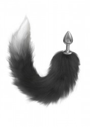 Серебристая анальная пробка с черным хвостом Galaxy Серебристая анальная пробка с черным хвостом Galaxy