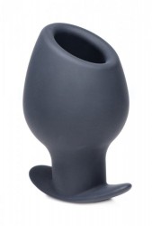 Большая черная анальная пробка Ass Goblet Silicone Hollow Anal Plug Large - 11,18 см.