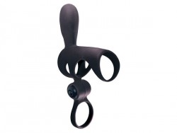 Чёрная эрекционная насадка Spartakus с вибропулей Чёрная эрекционная насадка Spartakus с вибропулей