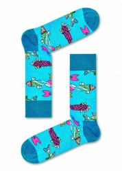 Голубые носки унисекс Beatles Sock с рыбками Happy socks