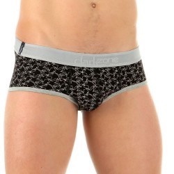 Черные мужские трусы-брифы с принтом в виде звездочек и контрастной резинкой Darkzone