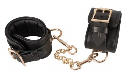 Черные наручники Leather Handcuffs на карабинах