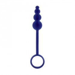 Синие анальные бусы Renegade Ripcord на длиной рукоятке - 22 см.
