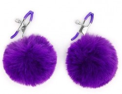 Зажимы для сосков с фиолетовым пушком Зажимы для сосков с фиолетовым пушком