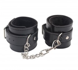 Черные оковы на ноги Obey Me Leather Ankle Cuffs