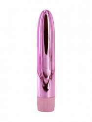 Розовый глянцевый пластиковый вибратор - 14 см. Розовый глянцевый пластиковый вибратор - 14 см.