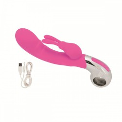 Розовый вибратор Embrace Bunny Wand Pink - 12,75 см.