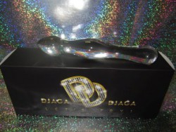 Двусторонний стеклянный фаллоимитатор с утолщением в центре - 18,5 см.