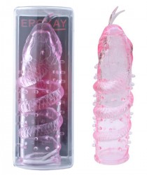 Розовая насадка на пенис Cobra с язычком на кончике