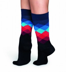 Носки унисекс Faded Diamond Sock с геометрическим рисунком под резинкой Happy socks