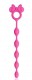 Розовая анальная цепочка с колечком-бантиком - 23 см.