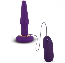 Фиолетовая анальная вибропробка Apex Butt Plug Small Purple - 14 см.