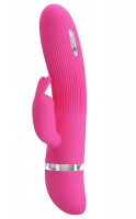 Розовый вибратор Ingram с электростимуляцией - 19,2 см.